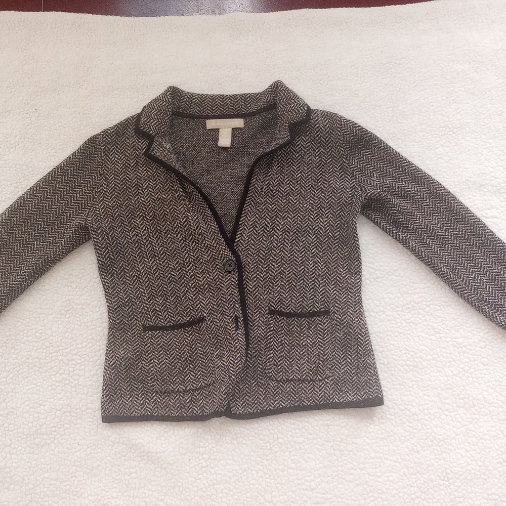 Banana Republic Black and White Herringbone Blazer